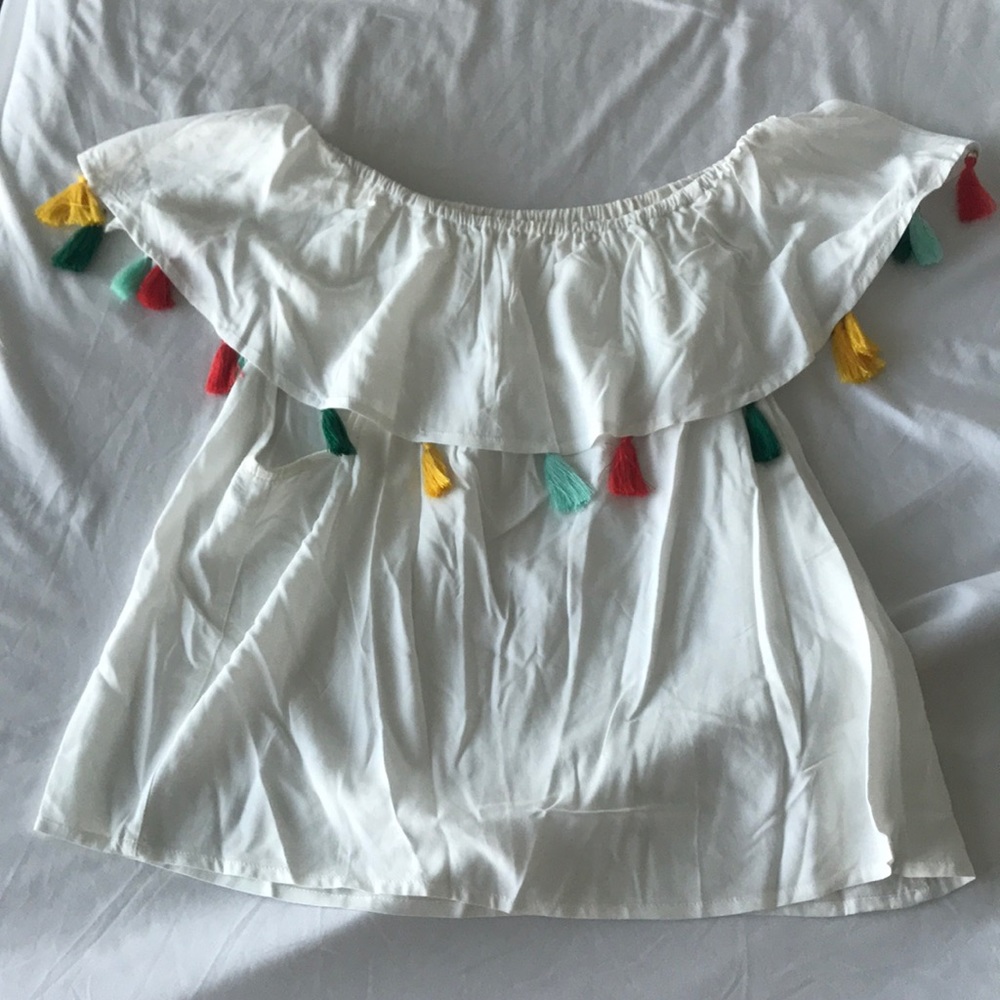 Tassel off shoulder top